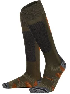 2 Bequeme Merino Trekking Kniestrümpfe Mit Frotteesohle Oliv