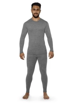 Herren Merino Langarm „Melbourne“ Grau -Normani 160219