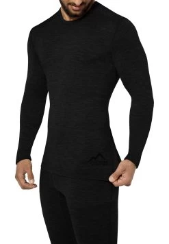 Herren Merino Langarm „Melbourne“ Schwarz -Normani 160222