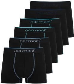 6 Herren Baumwoll-Boxershorts Dunkelblau/Hellblau/Türkis