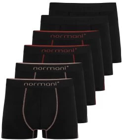 6x Herren Baumwoll-Boxershorts Schwarz/Rot/Lachs