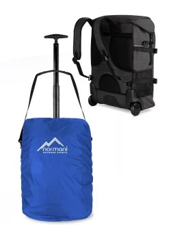 Rucksack Mit Trolleyfunktion 37 L Und Regenüberzug Blau