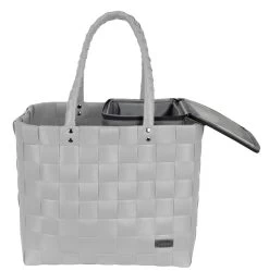 Flechtkorb Mit Kleiner Kühltasche Hellgrau -Normani 166431
