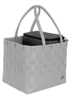 Flechtkorb Mit Kleiner Kühltasche Hellgrau -Normani 166438
