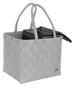 Flechtkorb Mit Kleiner Kühltasche Hellgrau -Normani 166443