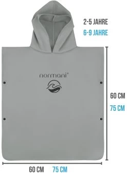 Kinder Mikrofaser Badeponcho „Rincon“ Grau -Normani 167214