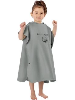 Kinder Mikrofaser Badeponcho „Rincon“ Grau -Normani 167270