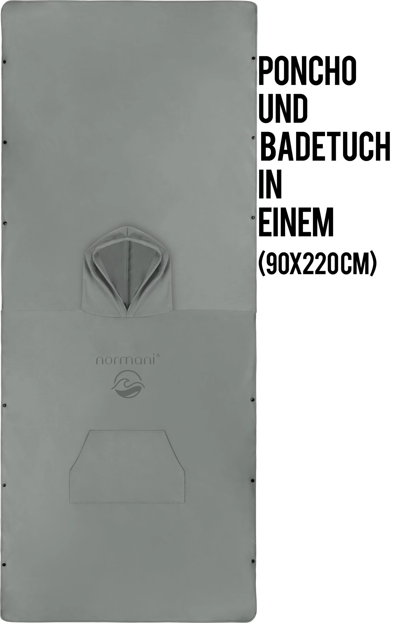 Weicher Mikrofaser Badeponcho „Nosara“ Grau 6 Weicher Mikrofaser Badeponcho „Nosara“ Grau – Bild 4