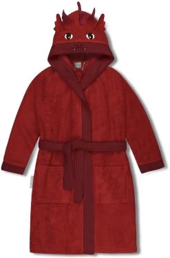 Kinder Bademantel Aus Bio-Baumwolle „Malia“ Rot / Drache