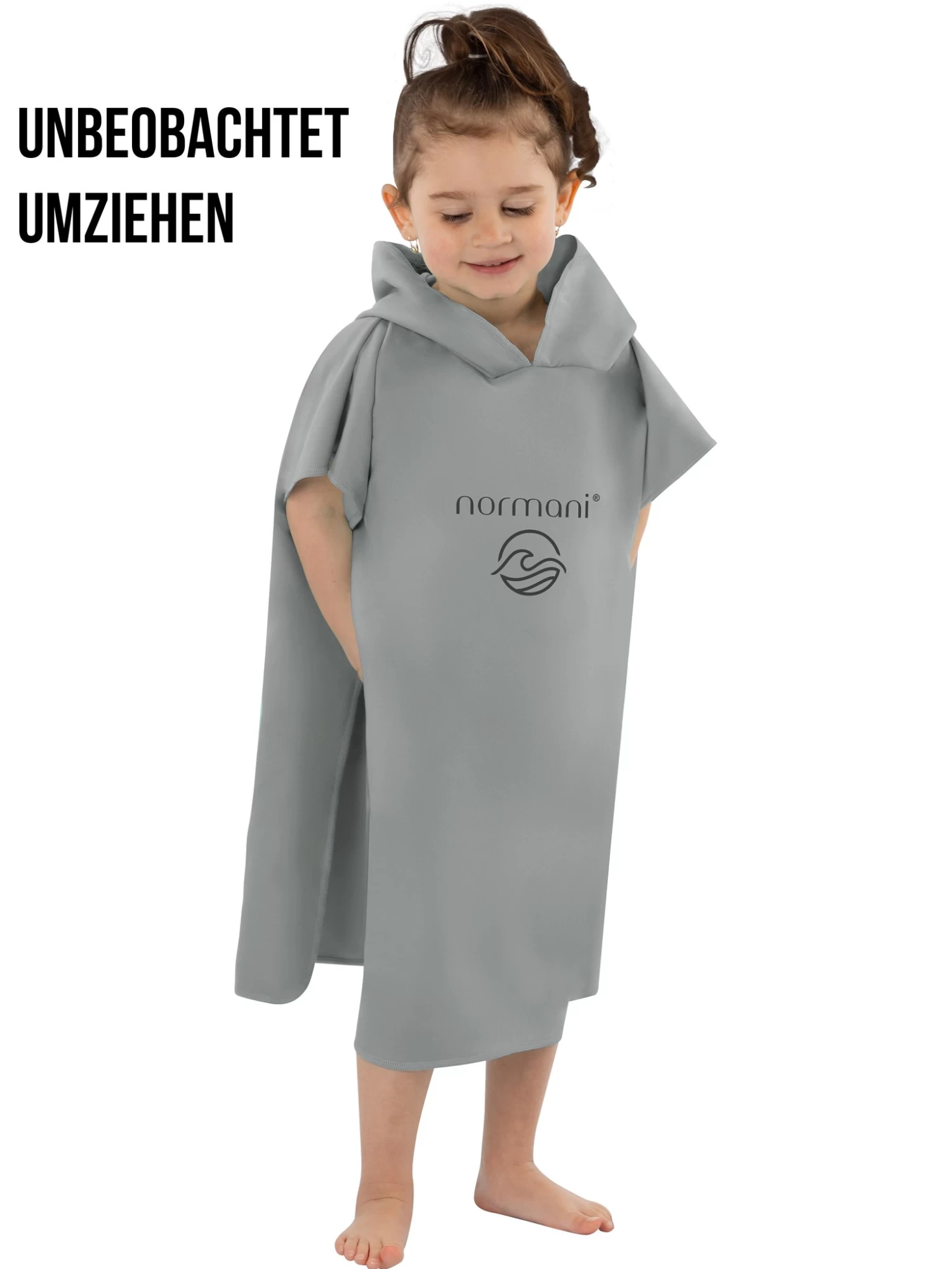 Kinder Badeponcho Aus Mikrofaser „Manati“ Grau 7 Kinder Badeponcho Aus Mikrofaser „Manati“ Grau – Bild 5