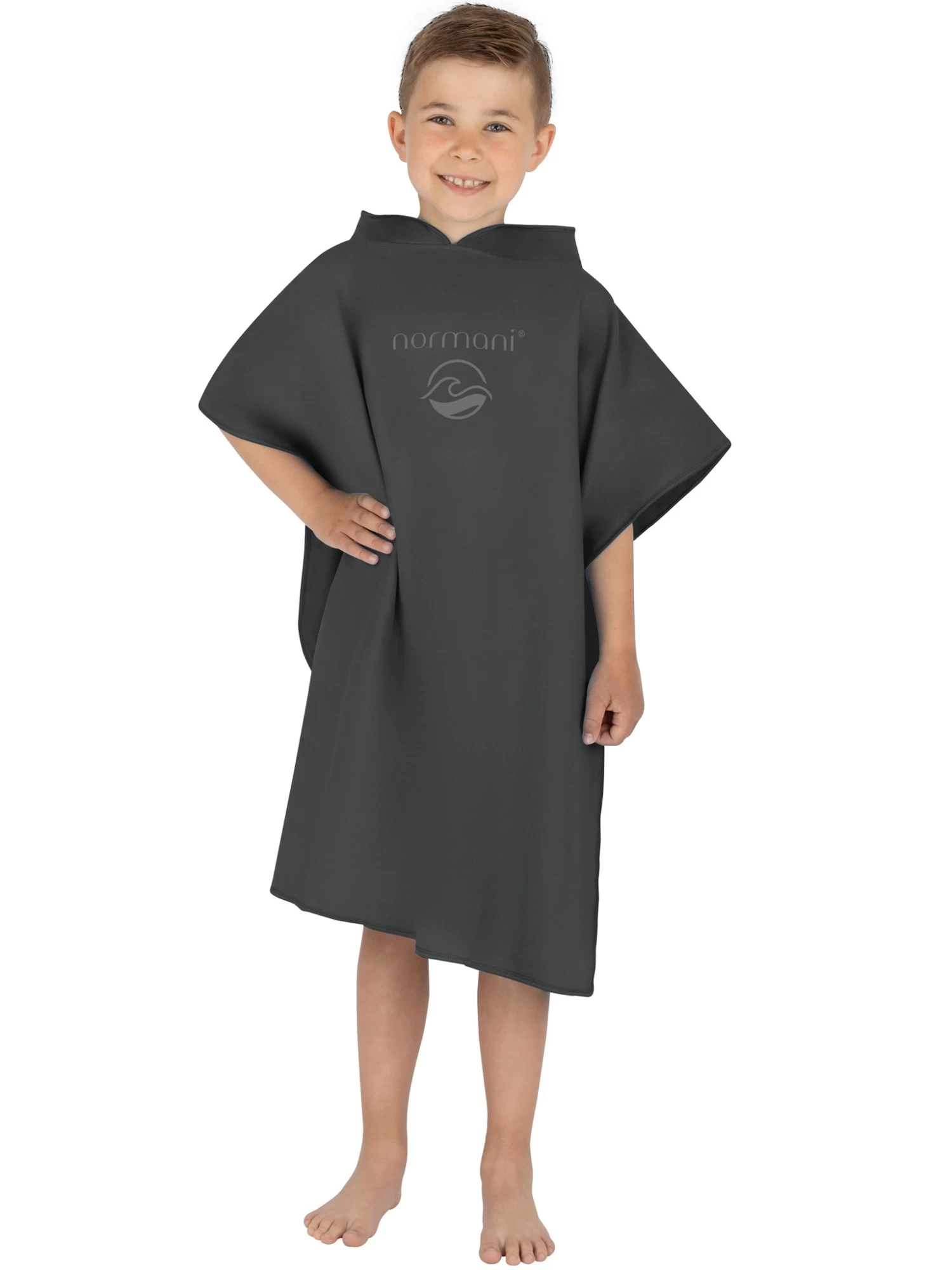 Kinder Badeponcho Aus Mikrofaser „Manati“ Schwarz 3 Kinder Badeponcho Aus Mikrofaser „Manati“ Schwarz