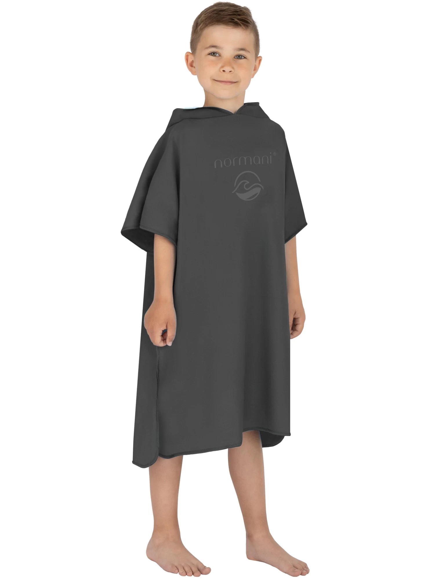 Kinder Badeponcho Aus Mikrofaser „Manati“ Schwarz 5 Kinder Badeponcho Aus Mikrofaser „Manati“ Schwarz – Bild 3
