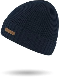 Winterset Aus Merinowolle Schal Und Mütze Glatt „Yuma“ Navy -Normani 170593