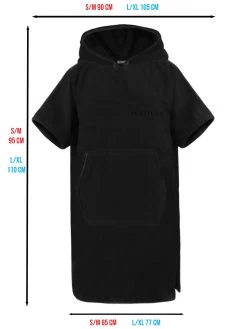 Surfer Poncho - Baumwoll Bademantel Mit Kapuze Schwarz -Normani 170868