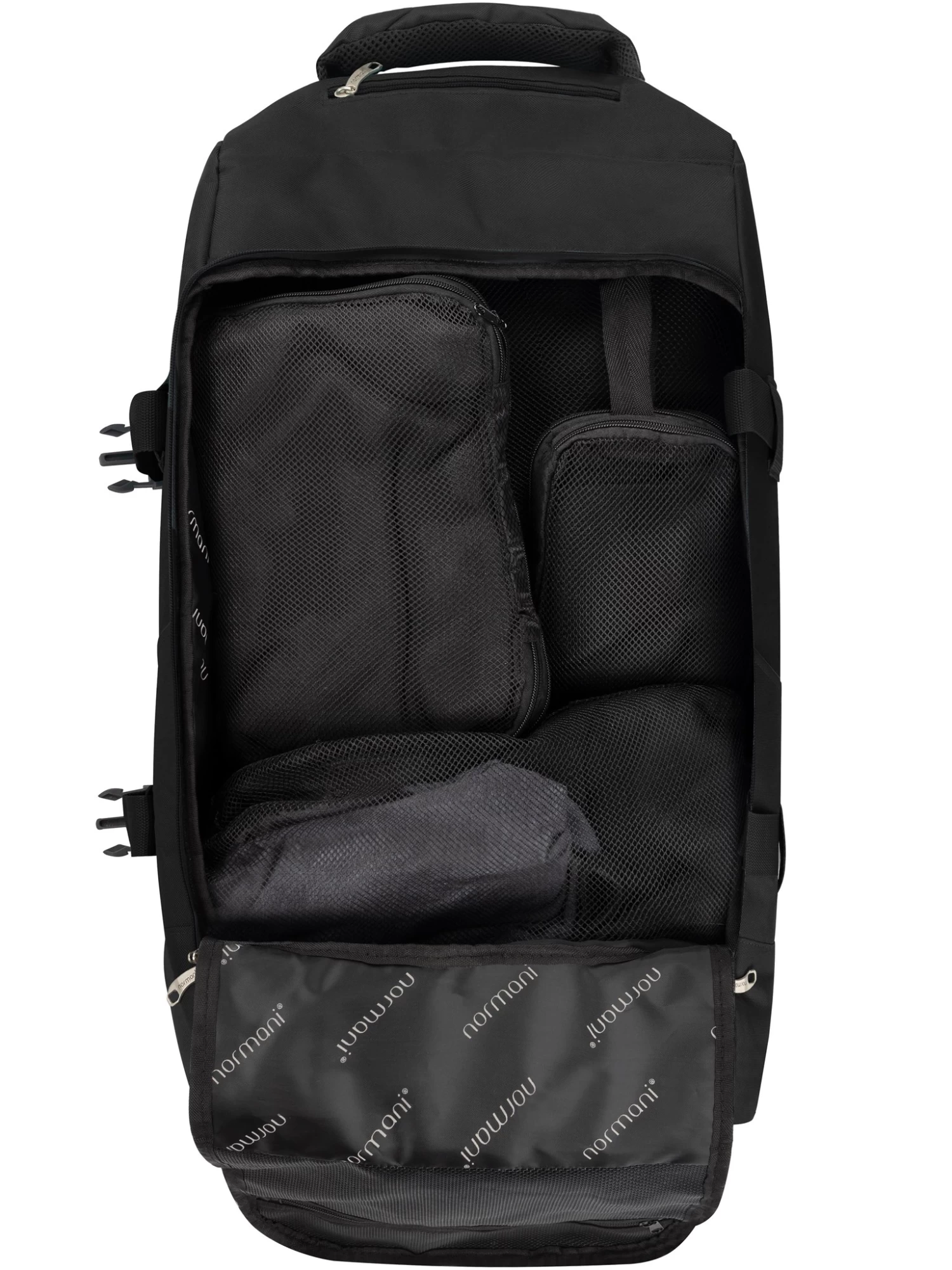 Reisetasche Mit Rucksackfunktion 90 L Mit 4 Kleidertaschen Schwarz 4 Reisetasche Mit Rucksackfunktion 90 L Mit 4 Kleidertaschen Schwarz – Bild 2