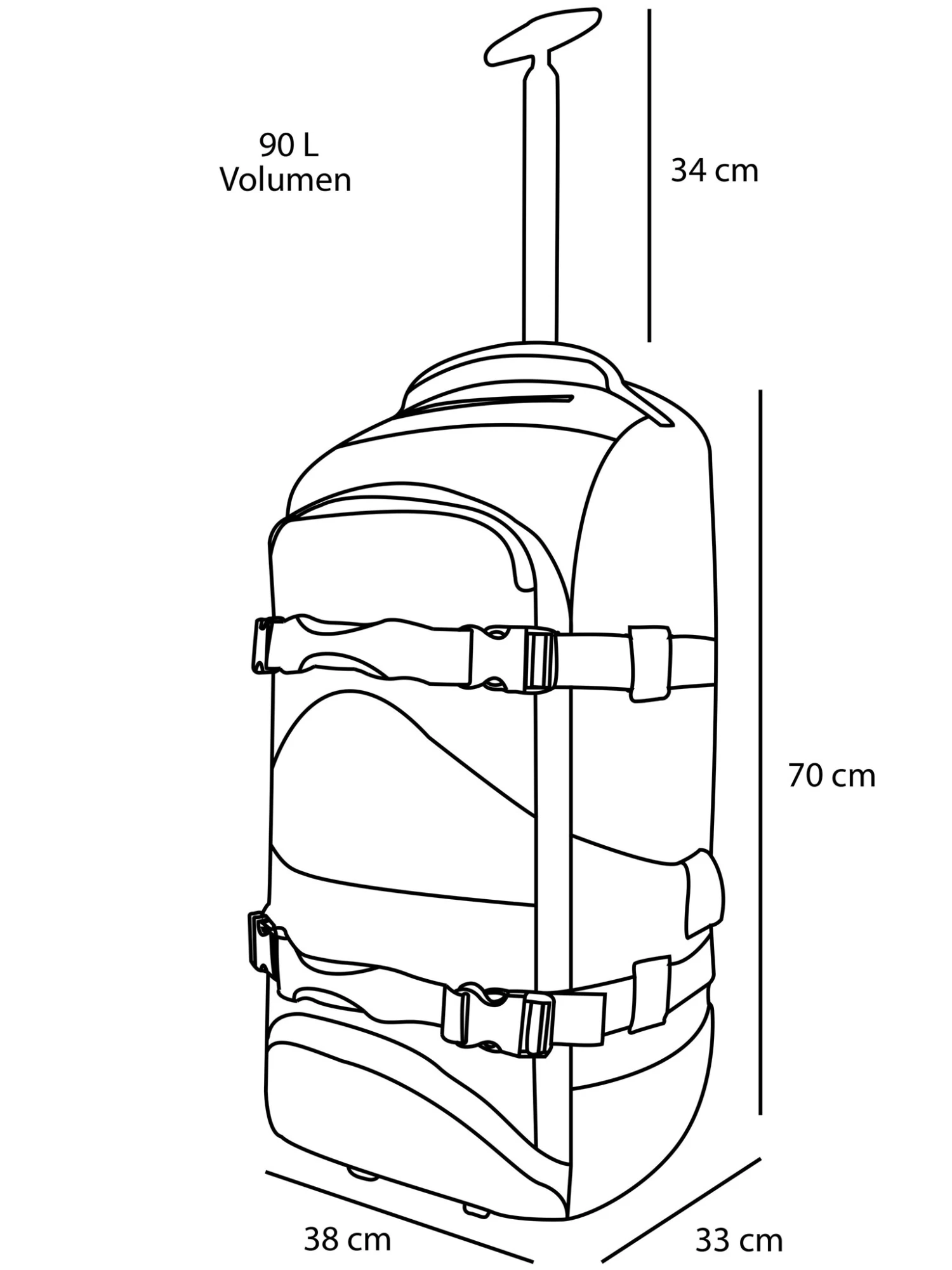 Reisetasche Mit Rucksackfunktion 90 L Mit 4 Kleidertaschen Schwarz 6 Reisetasche Mit Rucksackfunktion 90 L Mit 4 Kleidertaschen Schwarz – Bild 4