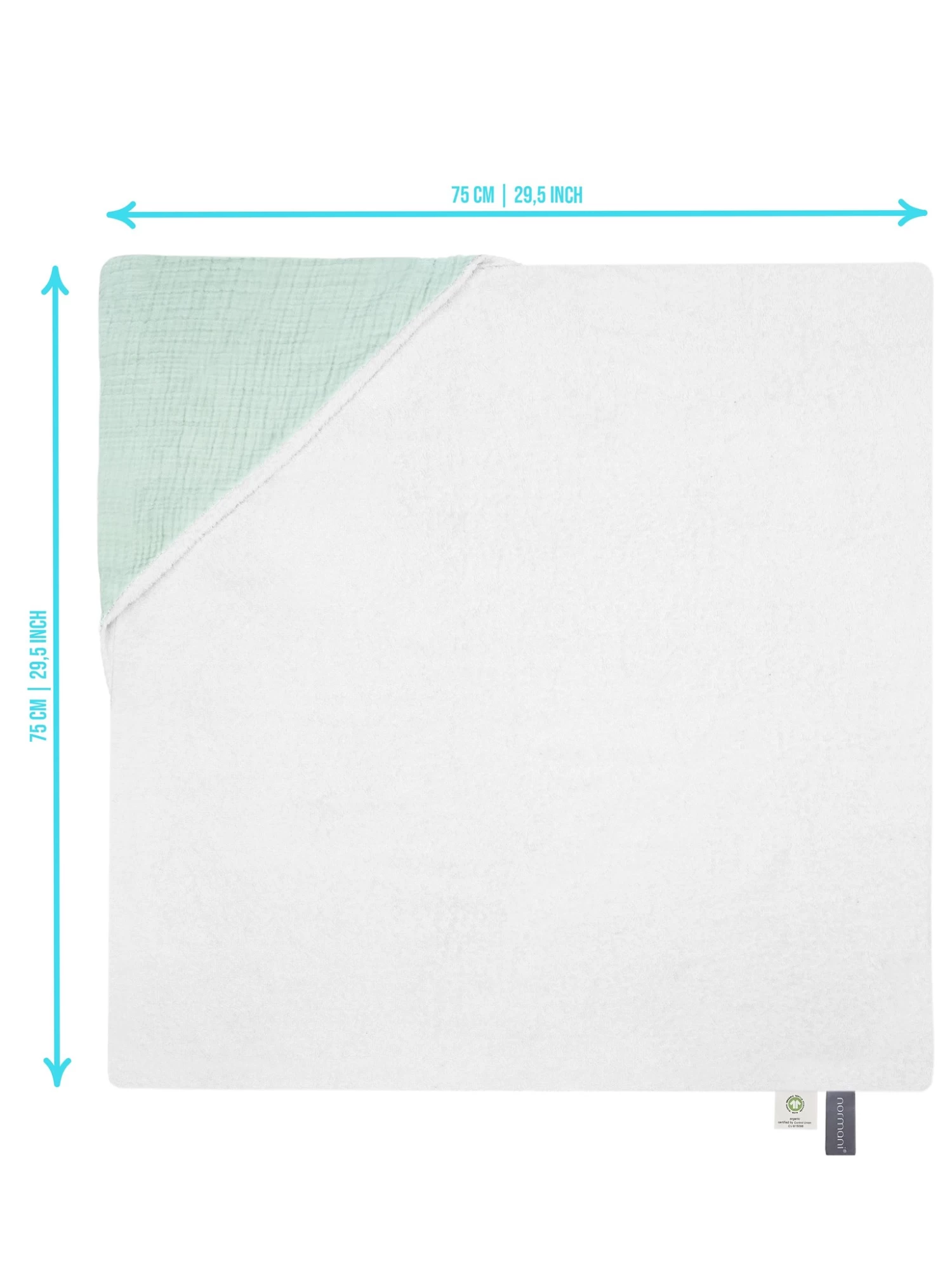 Baby Musselin Kapuzenhandtuch „Kampala“ Minze 5 Baby Musselin Kapuzenhandtuch „Kampala“ Minze – Bild 3