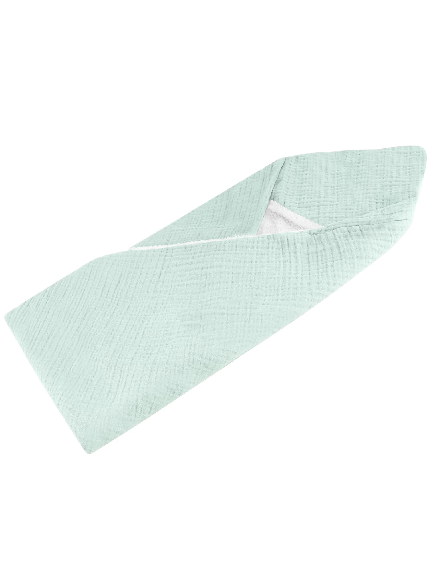 Baby Musselin Kapuzenhandtuch „Kampala“ Minze 6 Baby Musselin Kapuzenhandtuch „Kampala“ Minze – Bild 4