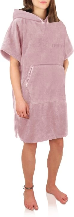 Surfer Poncho - Baumwoll Bademantel Mit Kapuze Rosa -Normani 178110