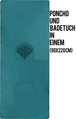Weicher Mikrofaser Badeponcho „Nosara“ Petrol -Normani 178216